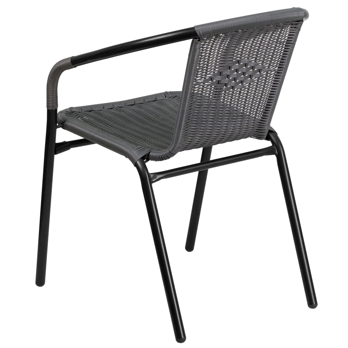 2 Pack Gray Rattan Stack Chair E6873