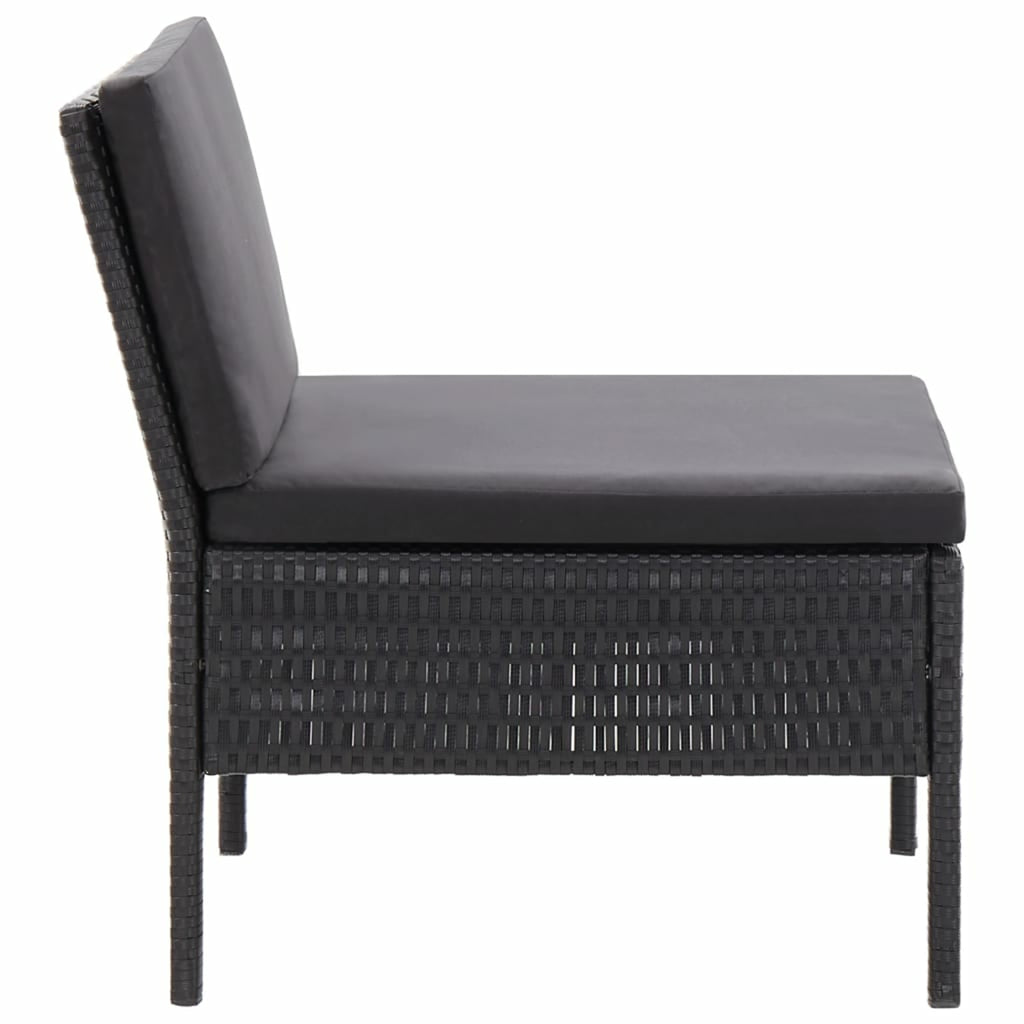 3 Piece Poly Rattan Outdoor Sectional Sofa Set with Cushions Steel Frame A473