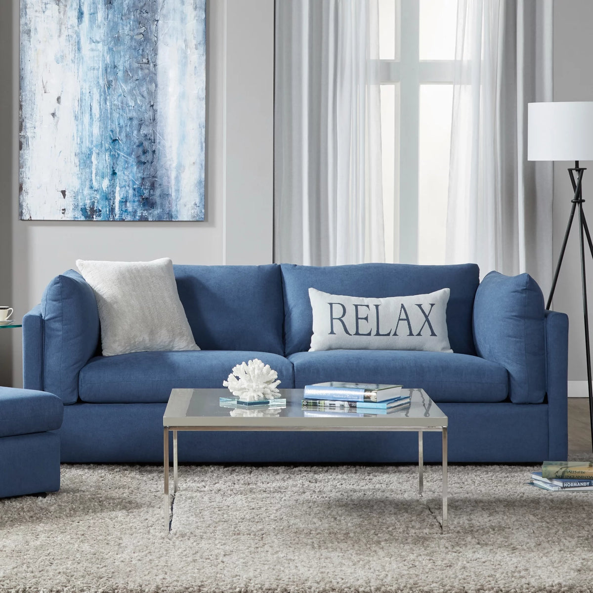 Navy Fabric Sofa I13907