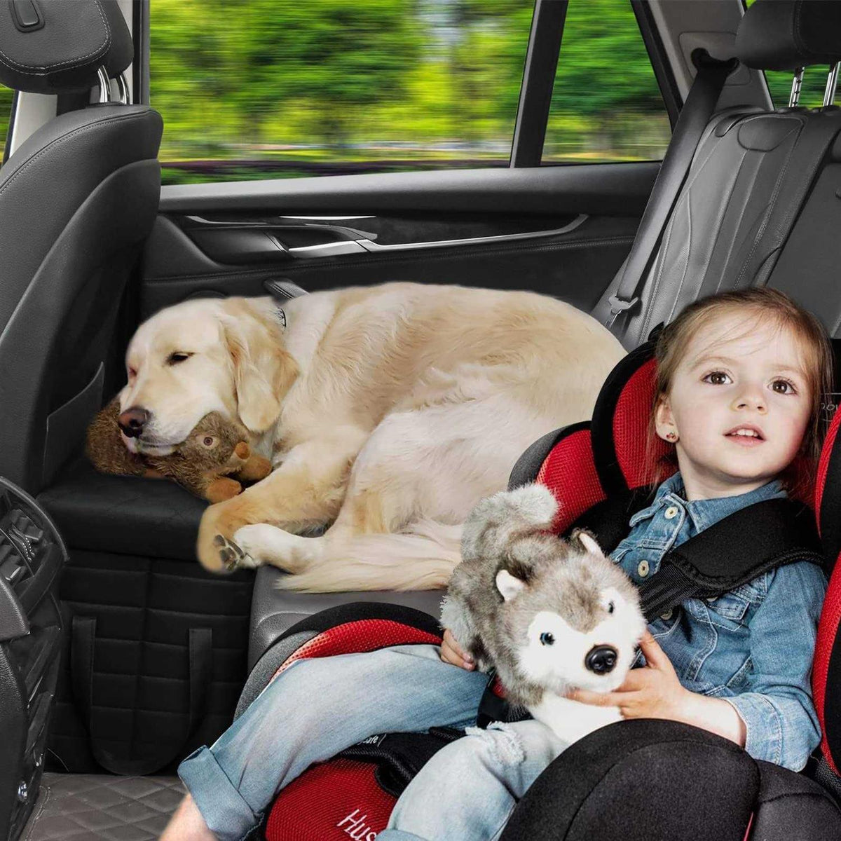 Car Back Seat Extender for Large Dogs with Storage E951