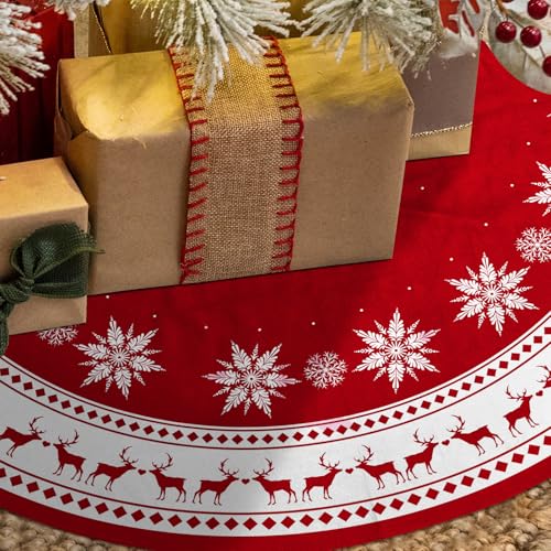 36 inch Snowflake Reindeer Christmas Tree Skirt V9464