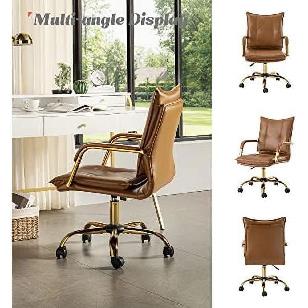 Camel Faux Leather Adjustable Swivel Office Desk Chair P7111