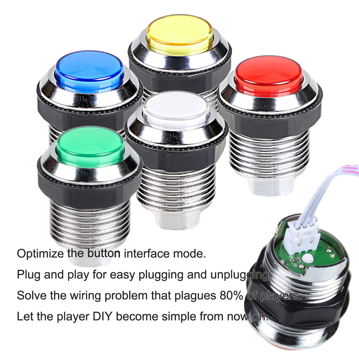 4 Player LED Arcade DIY Kit USB MAME PC Game Retro Controller Including 4x Arcade Joystick 40x LED Chrome Arcade Buttons 4x Zero Delay USB Encoder S319302