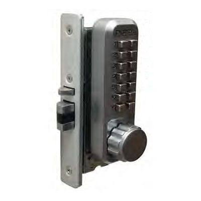 Mechanical Keyless Narrow Stile Latch with Double Sided Combination - Satin Chrome Q441