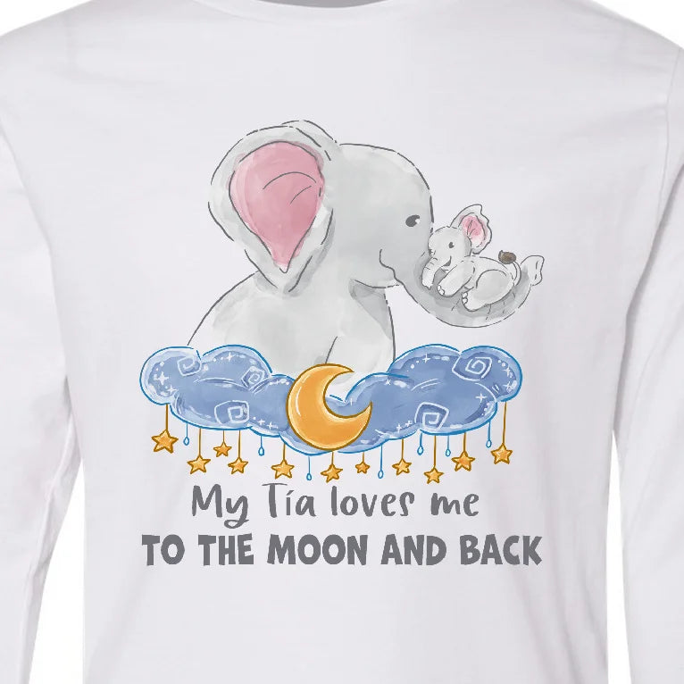 My Tia Loves me to the Moon and Back Elephant Family Long Sleeve Youth T-Shirt Y12021