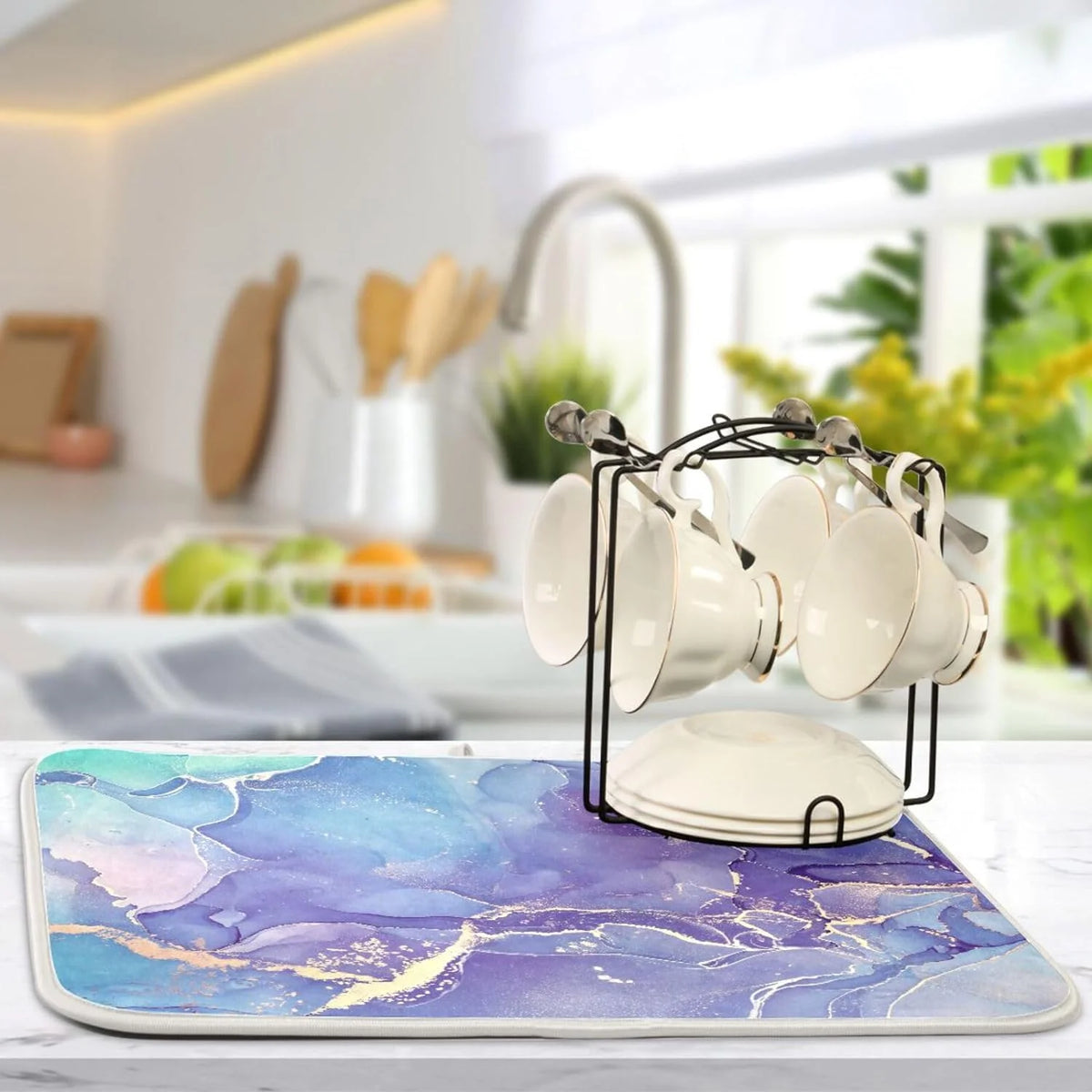 Marble Texture Dish Drying Mat 16x18Inch B2503