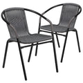 2 Pack Gray Rattan Stack Chair E6873