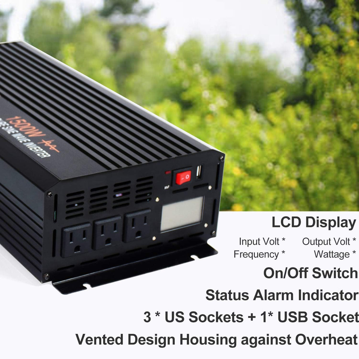 1500 Watt Pure Sine Wave Power Inverter 48 Volt DC to AC 110V 120V with LCD Display J571