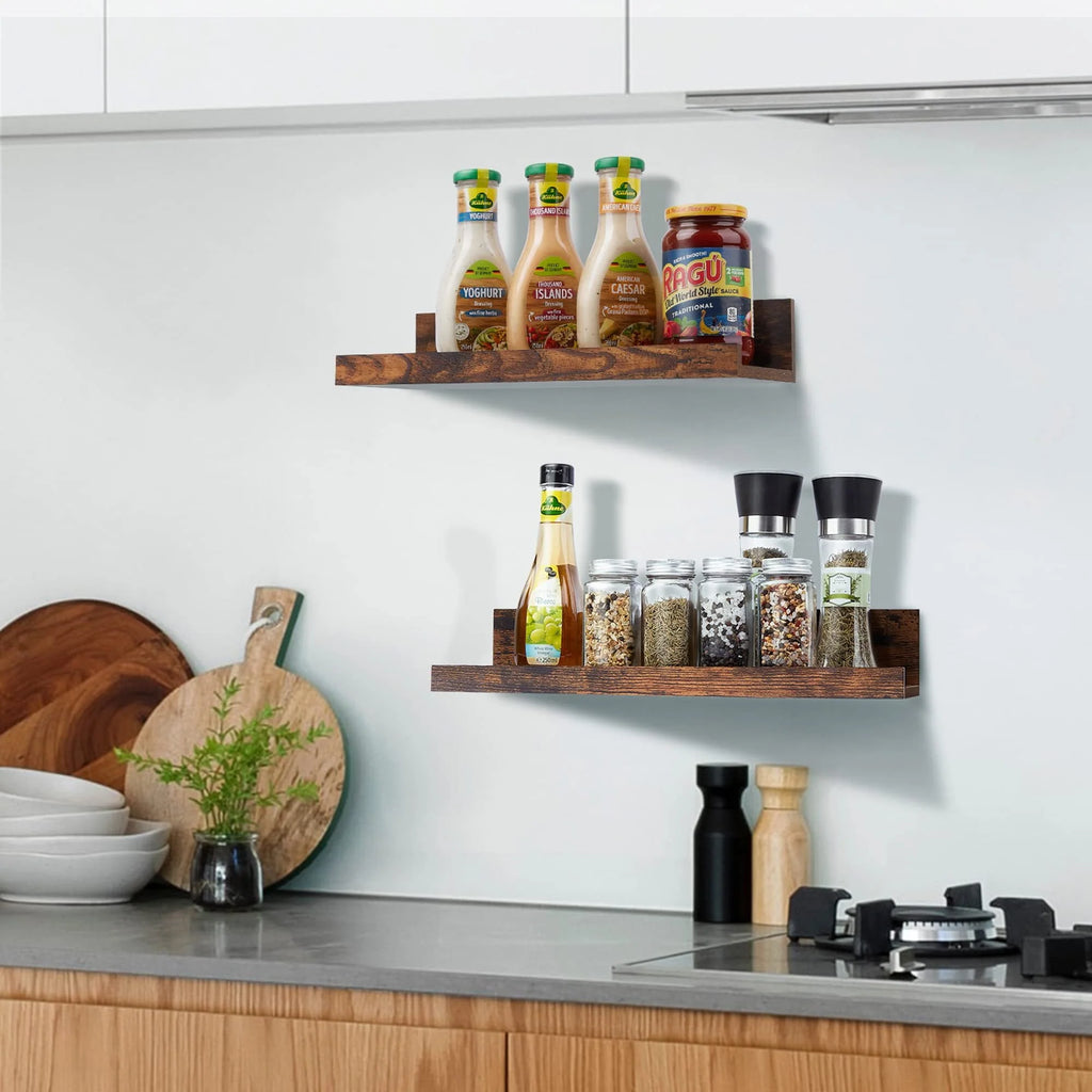 Black Wood Floating Shelves Set of 5 T71102