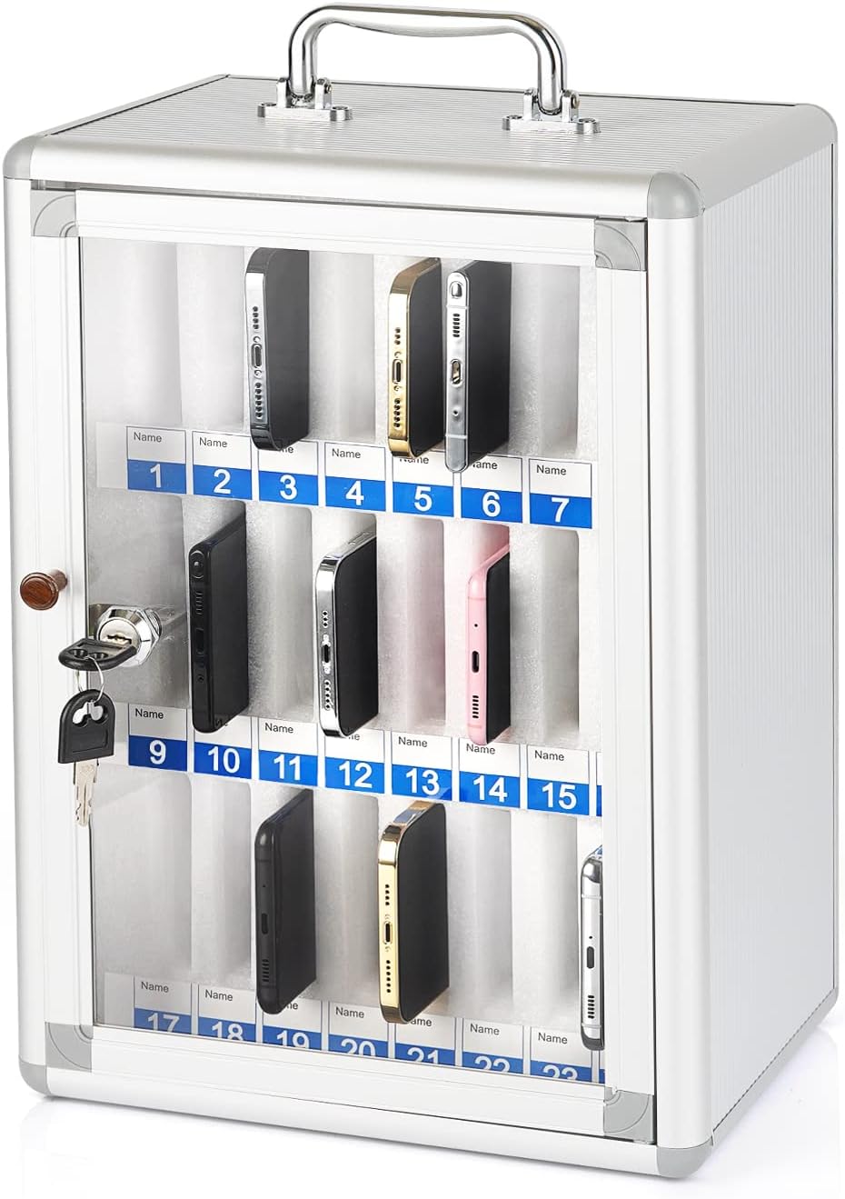 24 Slots Aluminum Alloy Pocket Chart Storage Cabinet E8134