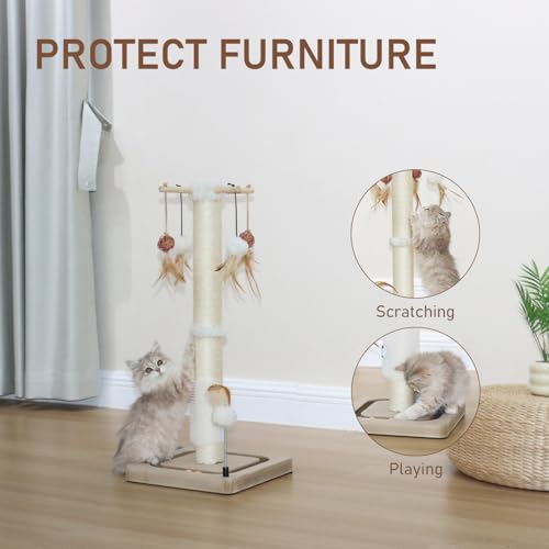 Beige 25 inches Cat Scratching Post I32129