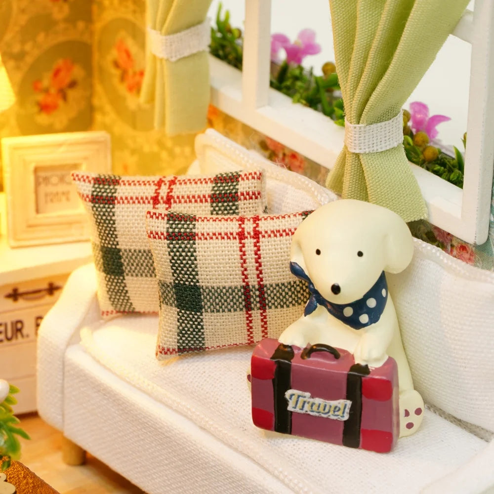 DIY Miniature Dollhouse Kit 3D Wooden House Room Craft with Furniture LED Lights M655275