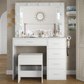 White Vanity Desk with Mirror and 11 Drawers A686
