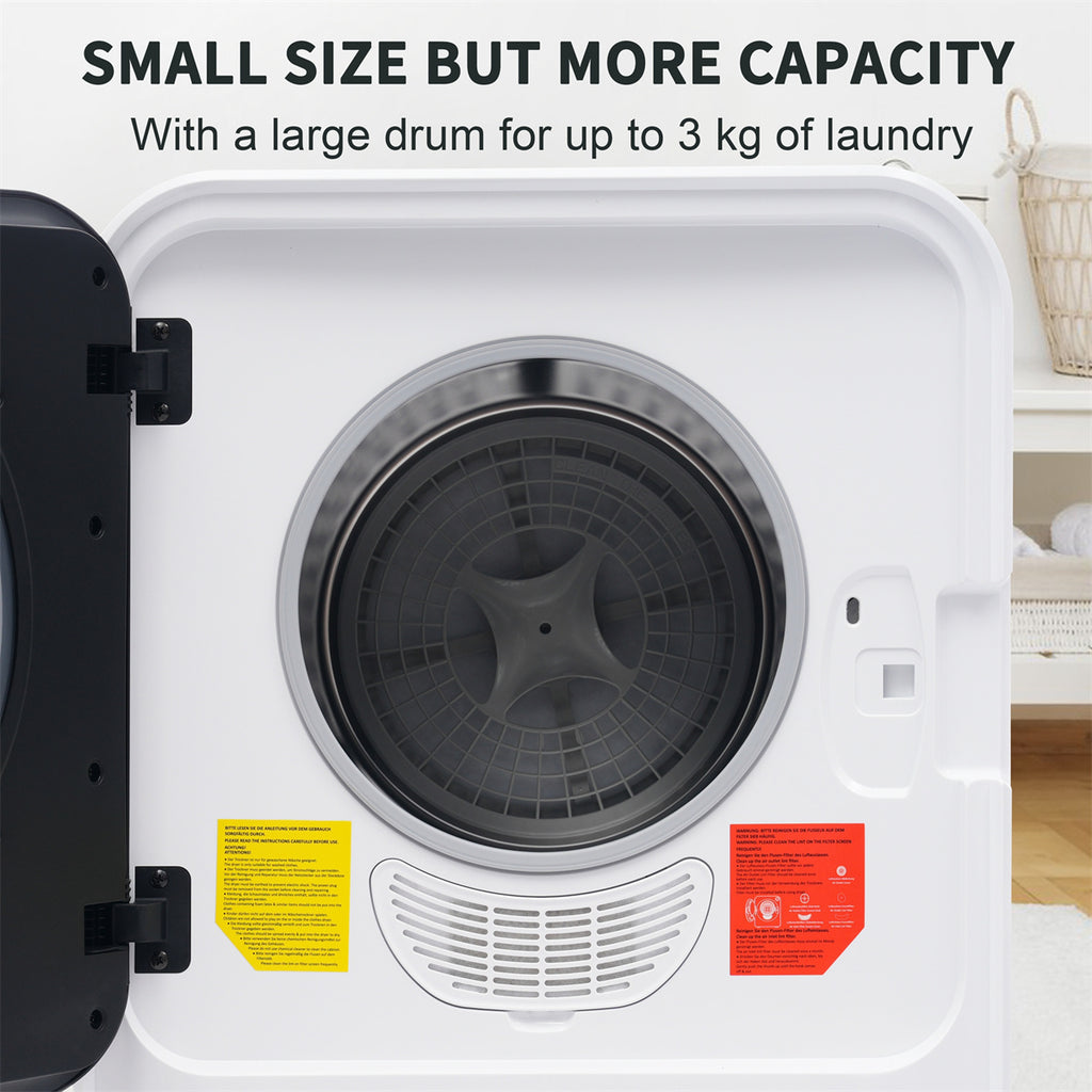 1.95cu.ft Clothes Dryer, 830W, Stainless Steel Tumbler, 5 Programs, Black Door K5664