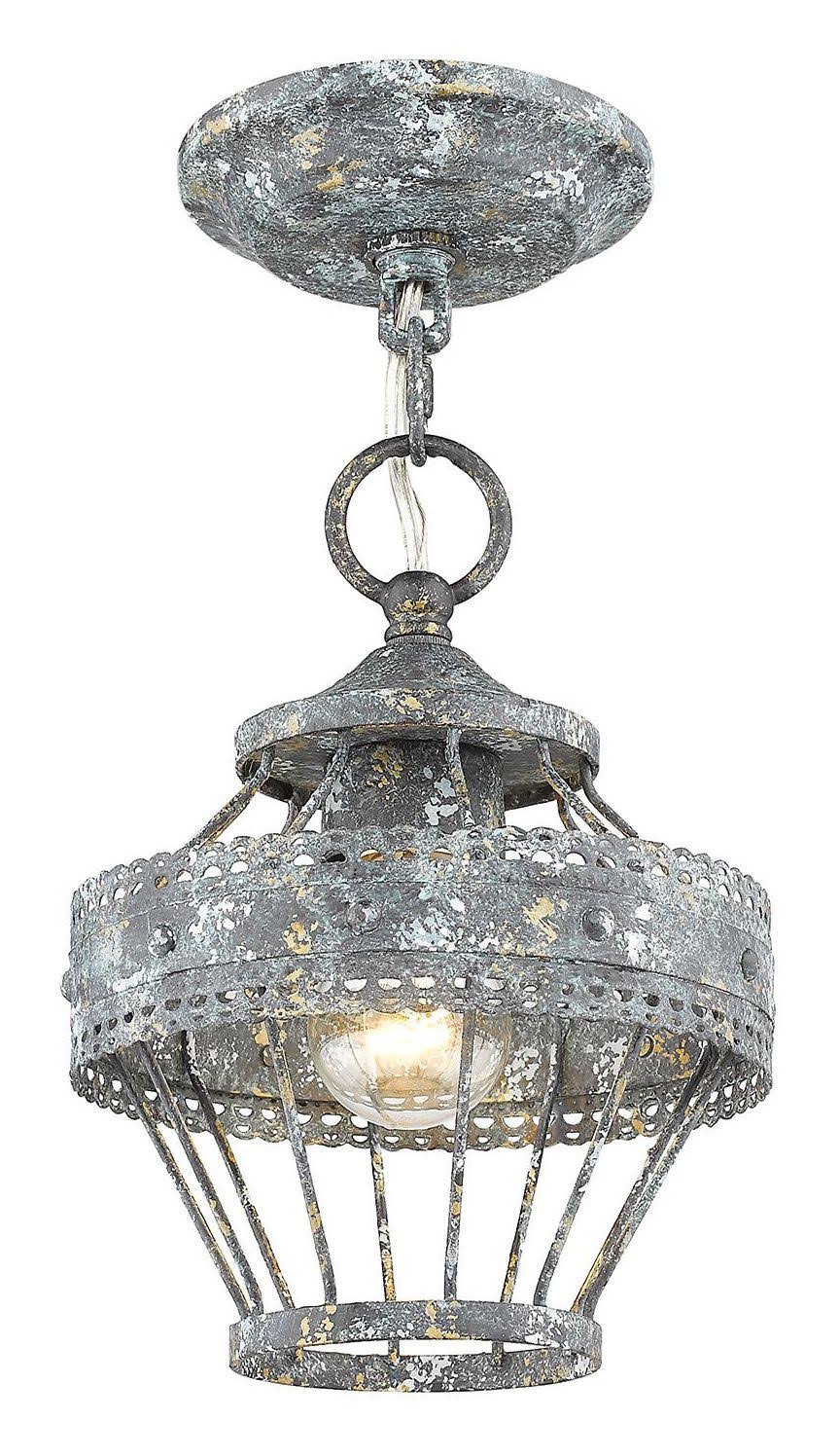 Blue Verde Patina Finish Mini-Semi Flush Mount Light B6970
