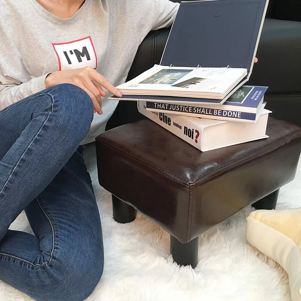 Brown Faux PU Leather Ottoman Footstool R3354