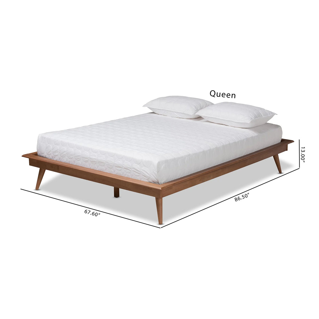 Walnut Brown Wood Full Size Platform Bed Frame L49442