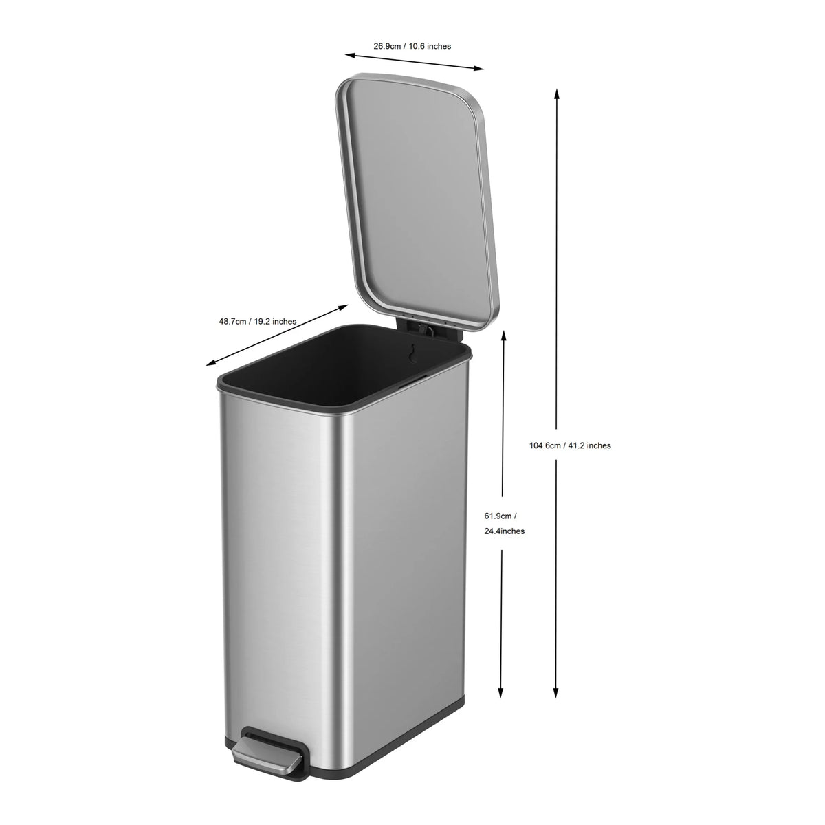 13.2 Gallon Stainless Steel Slim Step Trash Can O2385