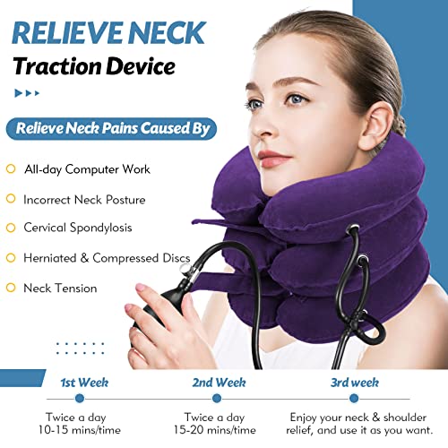 Adjustable Inflatable Neck Traction Device (Khaki Brown) K3092