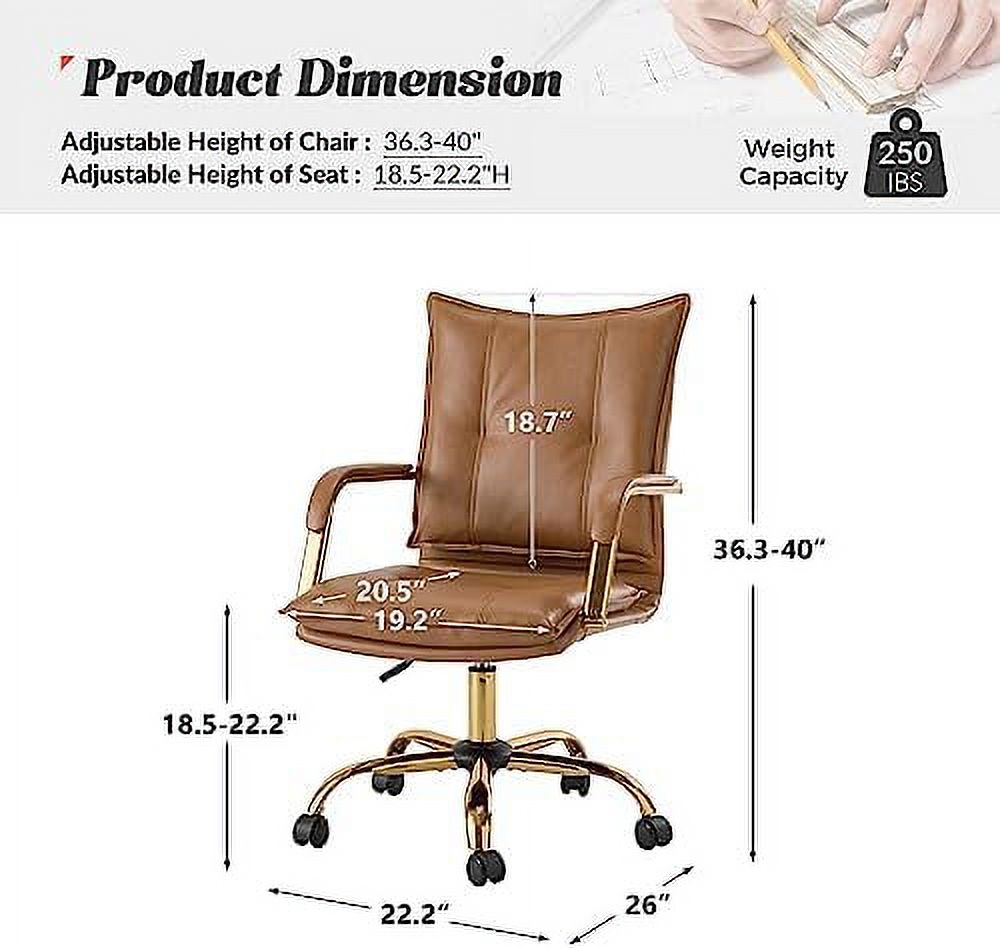 Camel Faux Leather Adjustable Swivel Office Desk Chair P7111