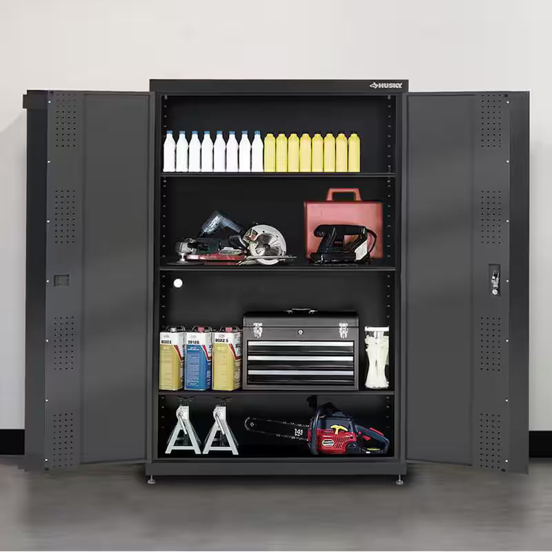3-Shelf Welded Steel Floor Cabinet in Black and Gray P81729