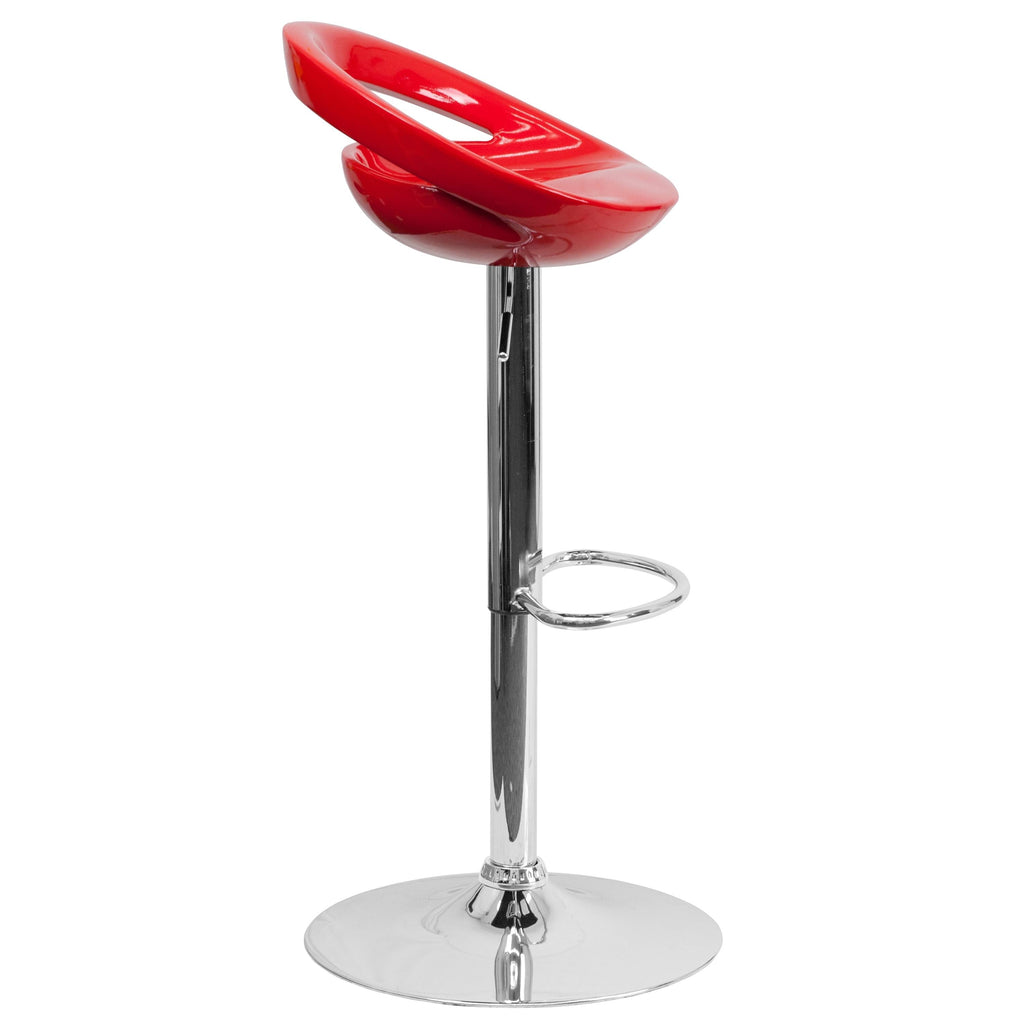 Silver Plastic Adjustable Height Barstool with Chrome Base W845664