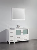 48 in. Single Sink White Ceramic Vanity Cabinet with Mirror Z737716