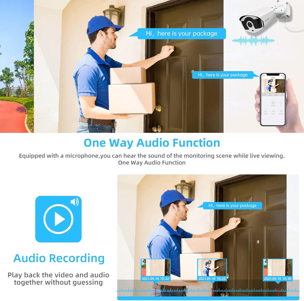 Wireless Security Camera System, 8 Channel 3MP NVR with 1TB Hard Drive, 4pcs 3.0 Megapixel WiFi IP Cameras Outdoor P3282