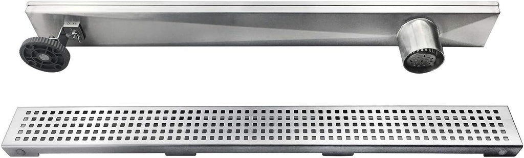 Brushed 304 Stainless Steel Rectangle Linear Shower Drain with Hair Strainer X68324