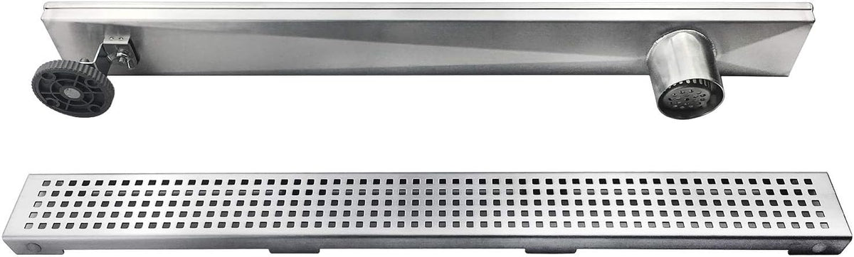 Brushed 304 Stainless Steel Rectangle Linear Shower Drain with Hair Strainer X68324
