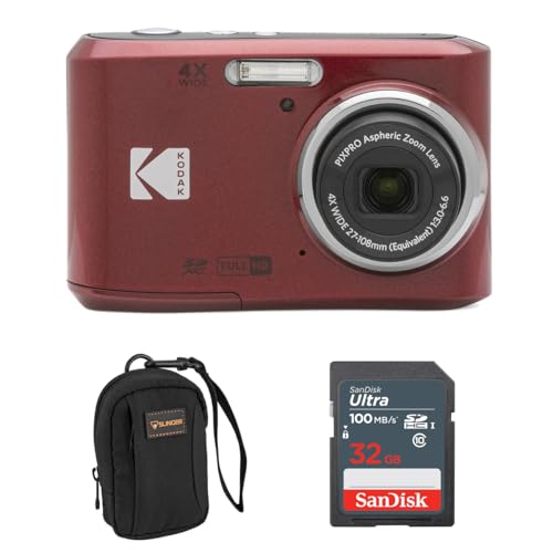 Red 16MP Full HD Digital Camera with 32GB Memory Card and Camera Bag Z8445