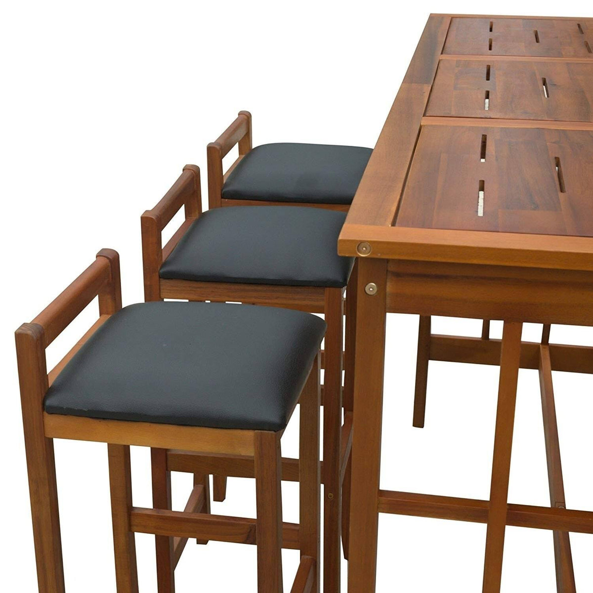 Brown 7 Piece Acacia Wood Bar Height Dining Set K2976