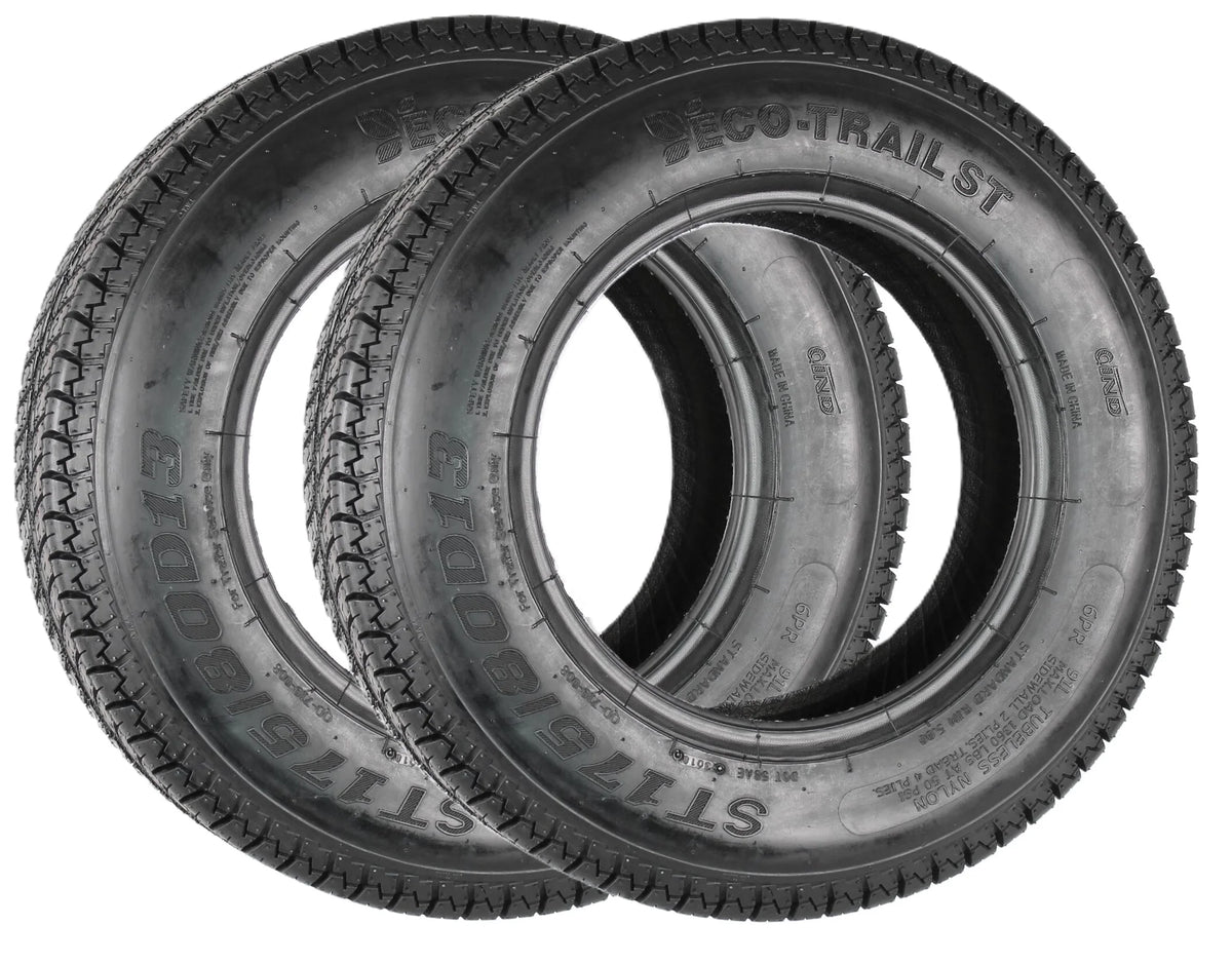 Two Eco Trail Trailer Tires Bias Ply Load Range C 175/80 D 13 P7440