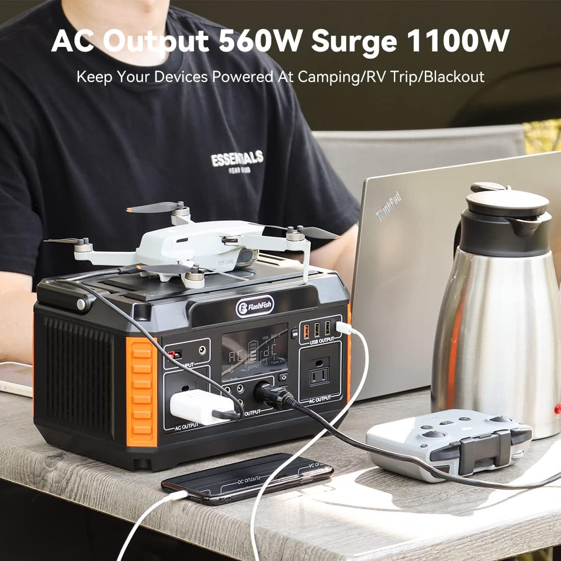 560W Portable Power Station with AC Outlets and USB Outputs K891