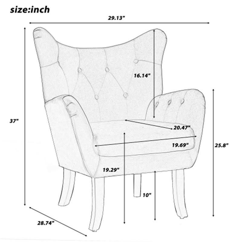 Velvet Accent Chair Armchair with Wooden Legs M568086