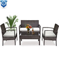 4 Pieces Rattan Cushioned Sofa and Chair Set with Table R55418