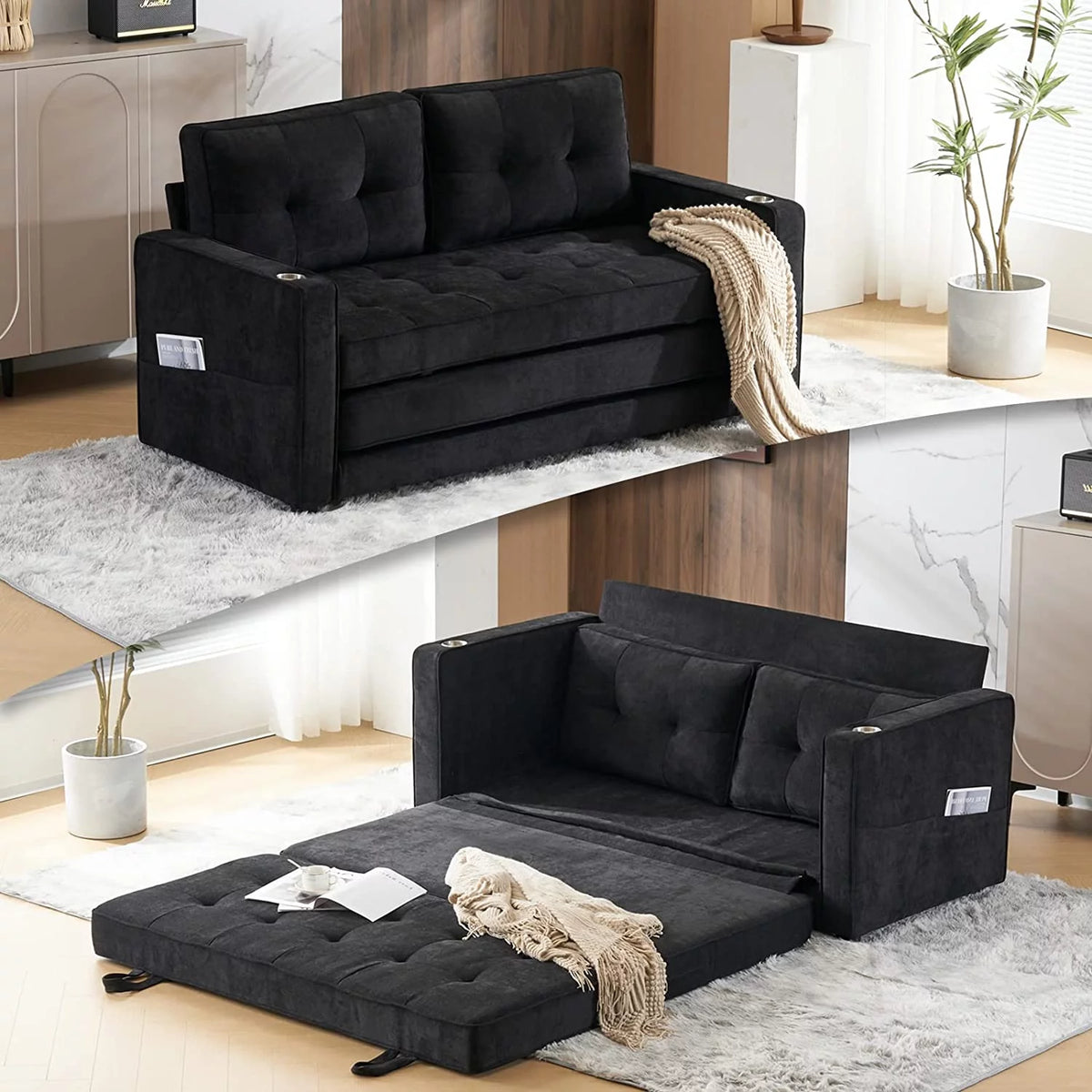 Full Size Chenille Futon Sofa Bed B369272