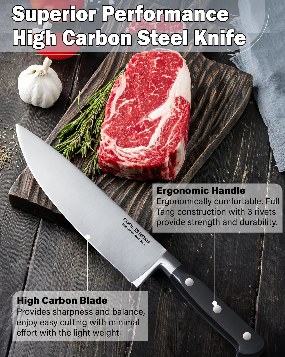 15-Piece High Carbon Stainless Steel Knife Set with Bamboo Storage Block B770