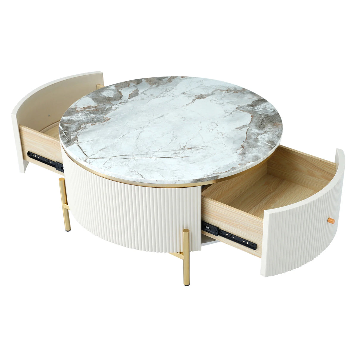 Modern Round Coffee Table with 2 Drawers D376