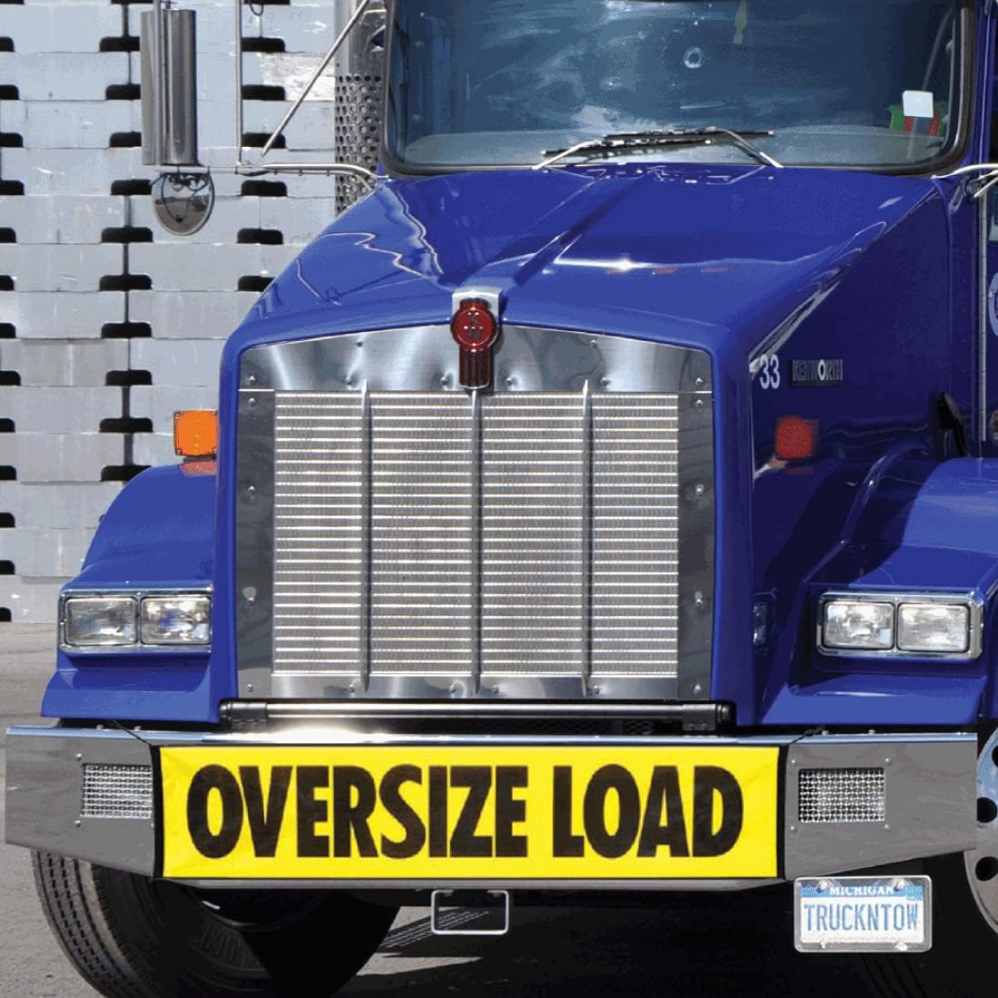 Oversize Load Banner with Heavy Duty Metal Hooks 18 Inch x 84 Inch Pack of 2 Z452687