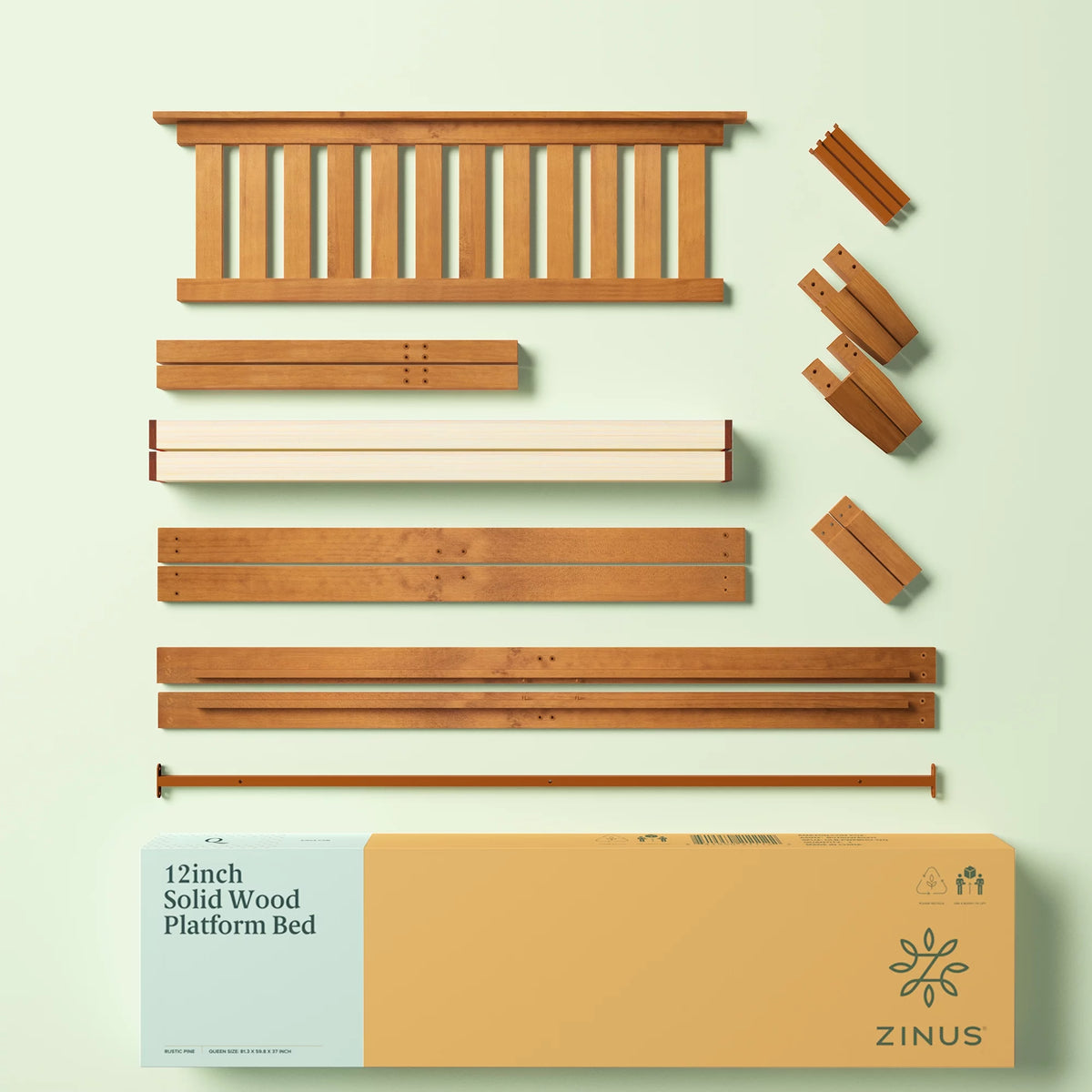 Wood Platform Bed with Headboard O419814