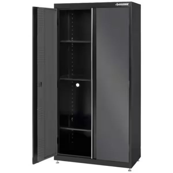 3-Shelf Welded Steel Floor Cabinet in Black and Gray P81729