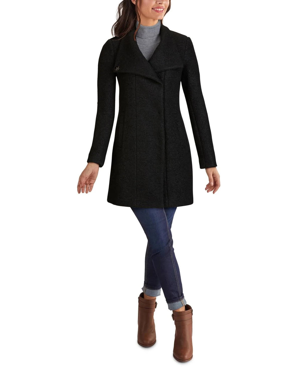 Black Boucle Walker Coat X5374