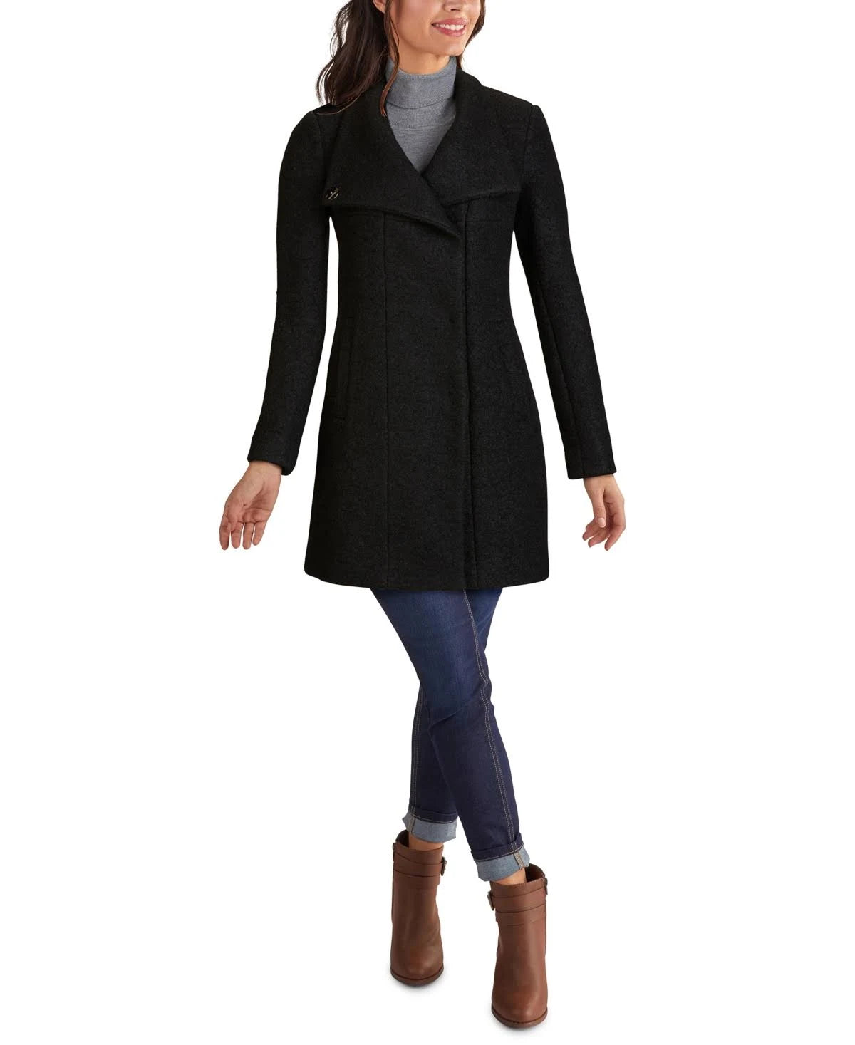 Black Boucle Walker Coat X5374