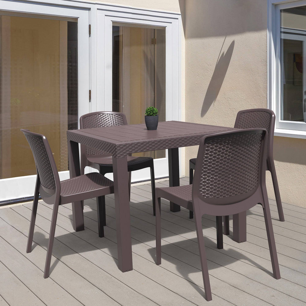 Rattan 4-Seater Table Gray B551