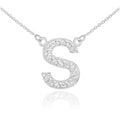 14K White Gold Diamond Initial Necklace 20" K41893