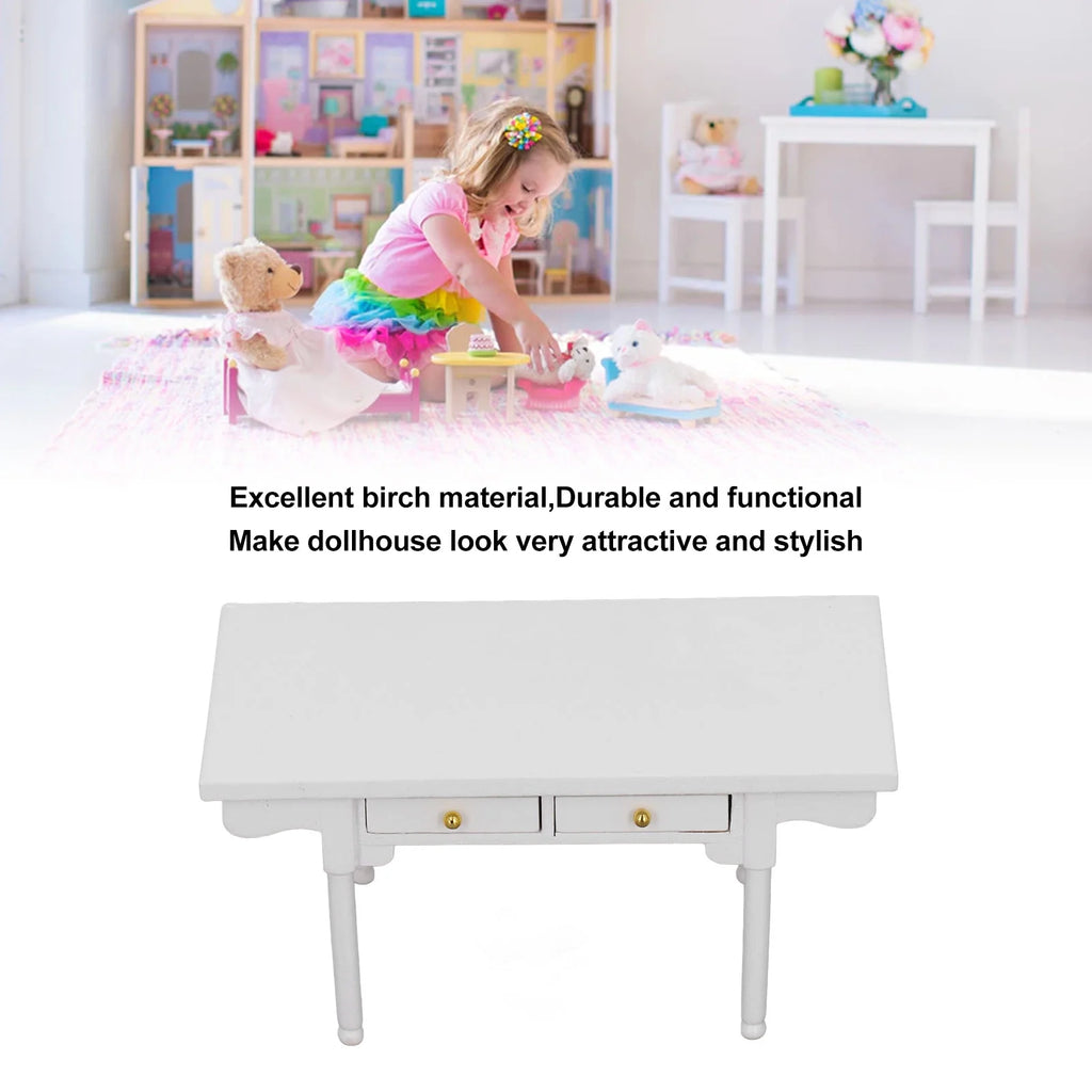 12 Desk Wooden Miniature Table Dollhouse Furniture Q2625