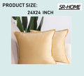 Set of 2 Velvet Decorative Throw Pillow Covers Square with Fringe Cushion Case B755773