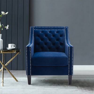 Navy Velvet Accent Armchair D760
