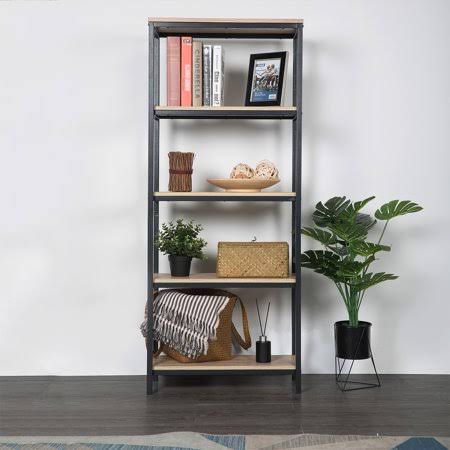 4 Shelf Wood and Metal Open Bookcase F67885
